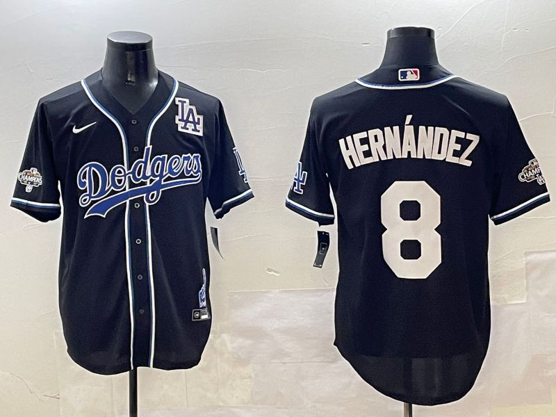 Men Los Angeles Dodgers #8 Hernandez Black Fashion Game 2025 Nike MLB Jersey style 30614->los angeles dodgers->MLB Jersey